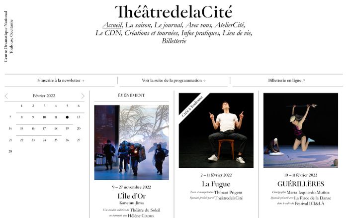 Screenshot of ThéâtredelaCité website