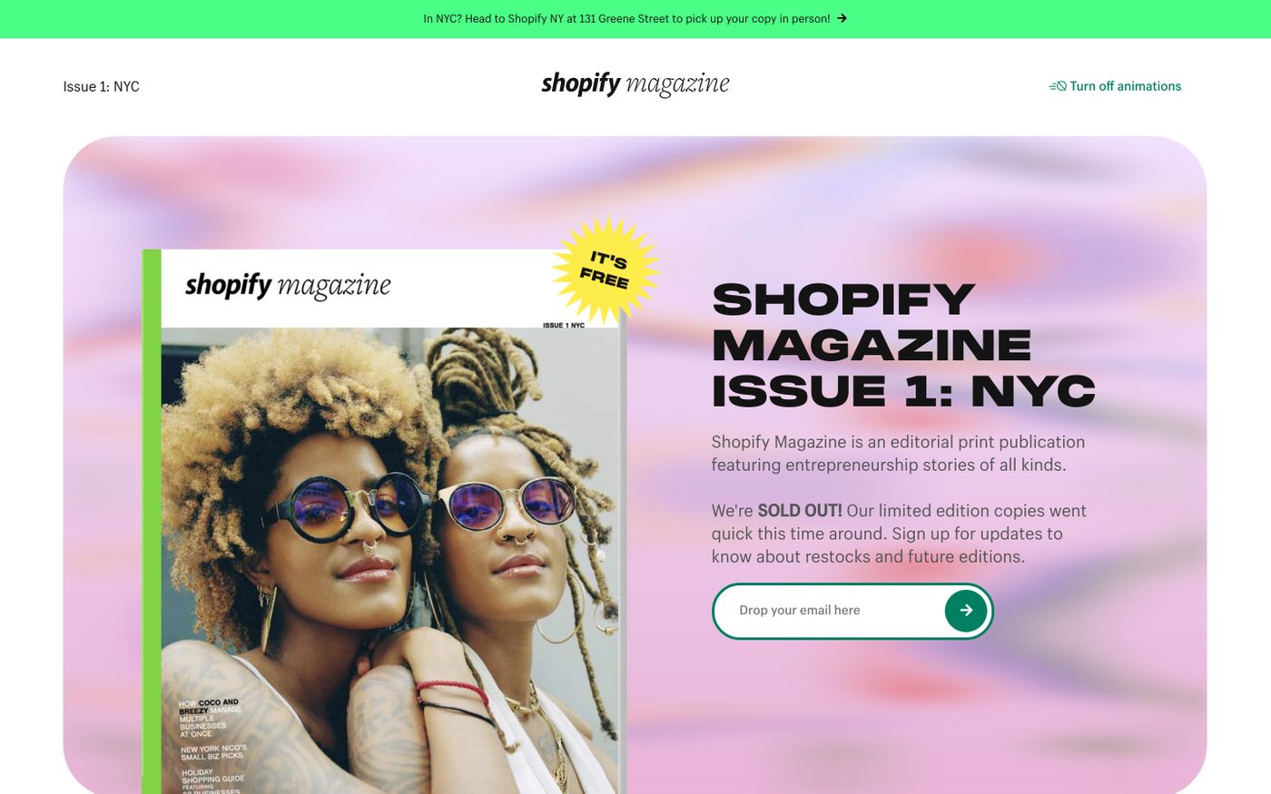 Screenshot of Shopify Magazine website