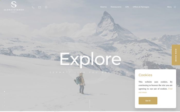 Screenshot of Hotel Schweizerhof Zermatt | Hotel in the Center of Zermatt website