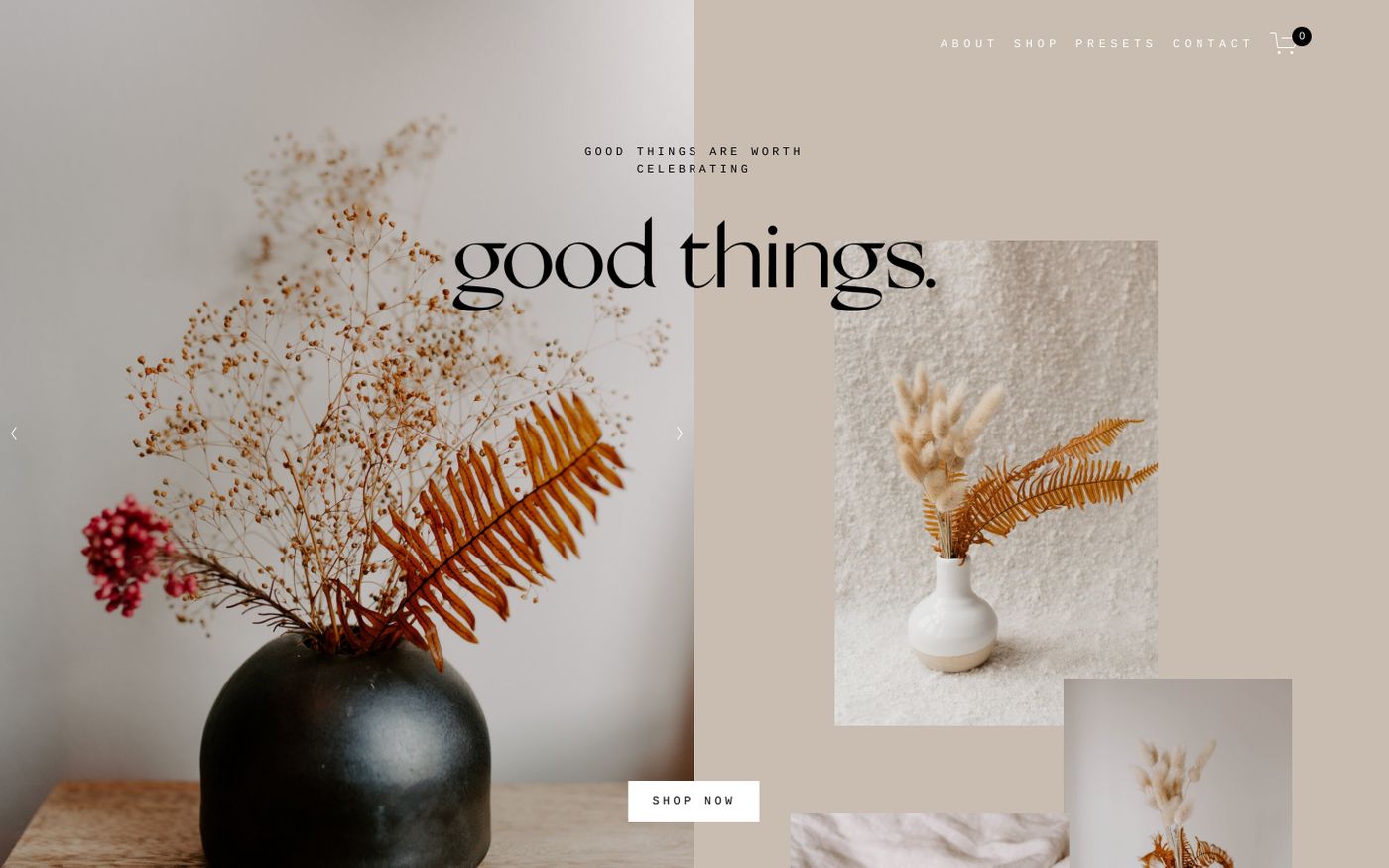 Screenshot of Good Things Pottery website