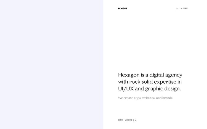 Screenshot of Hexagon agency website
