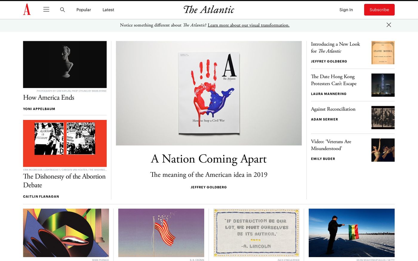 Screenshot of The Atlantic website