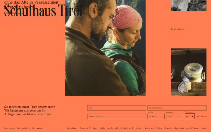 Screenshot of Schulhaus Tirol website