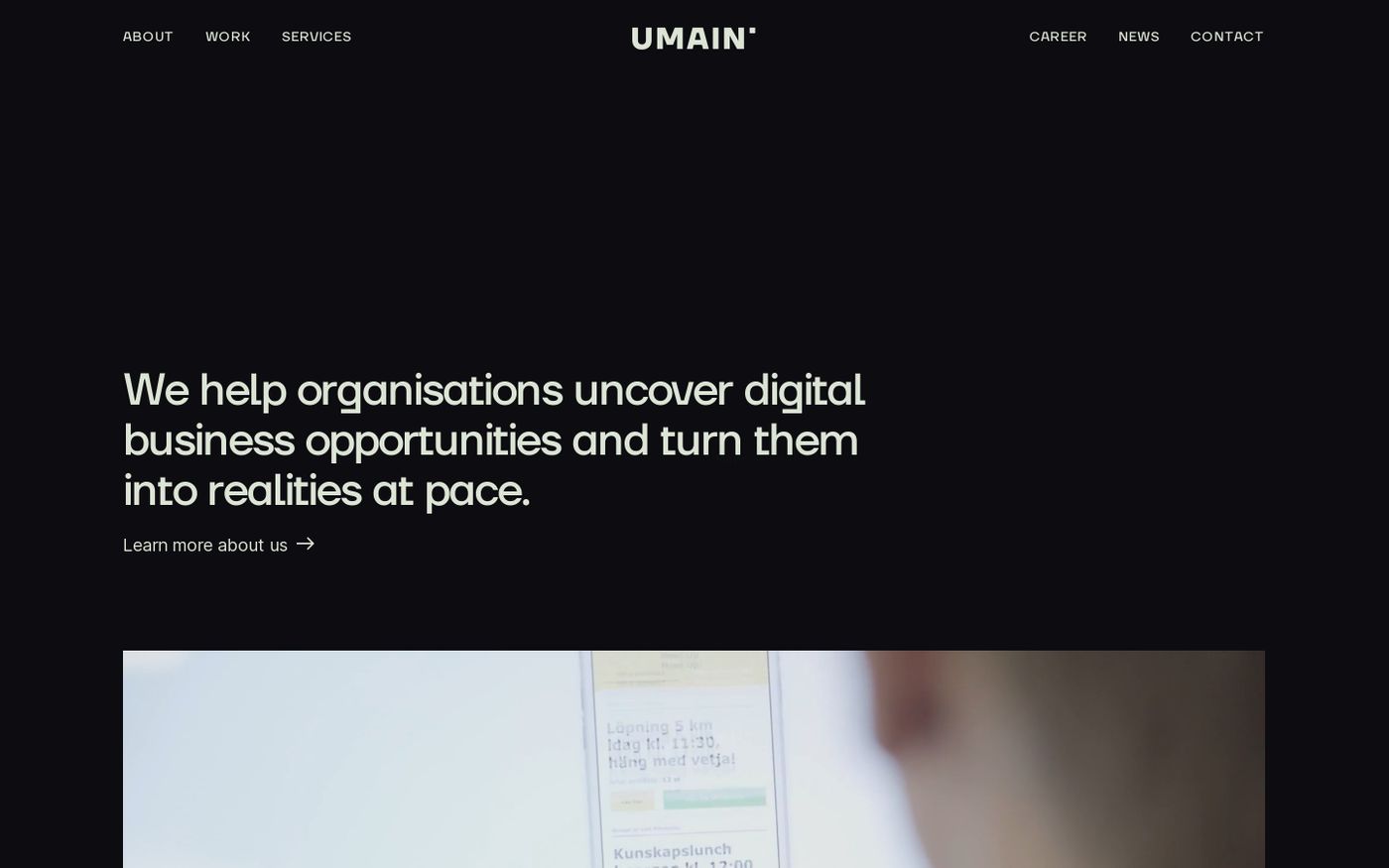 Screenshot of Umain website