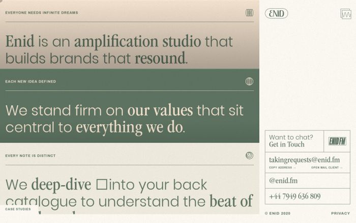 Screenshot of Enid.fm website