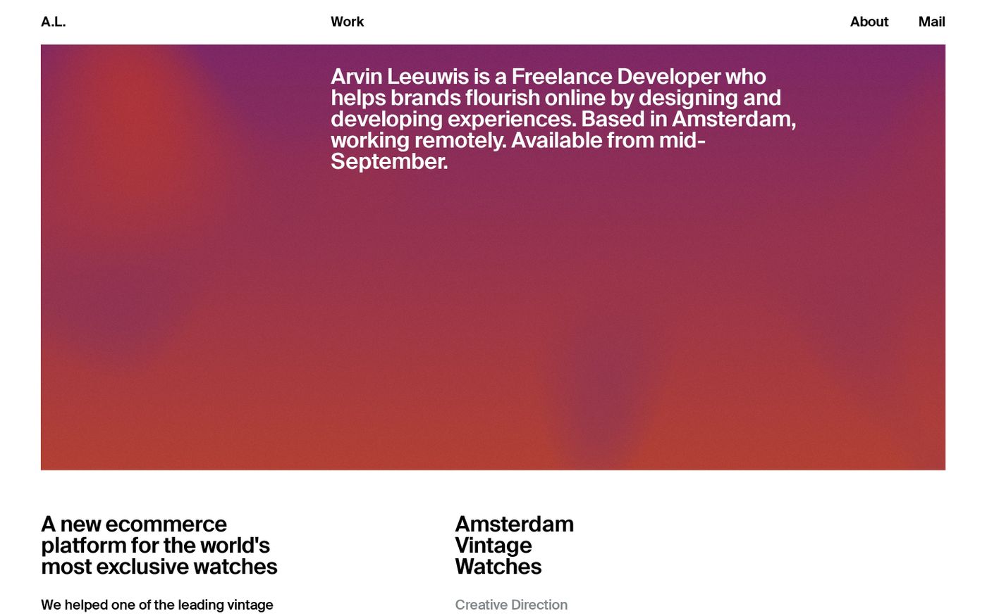 Screenshot of Arvin Leeuwis website