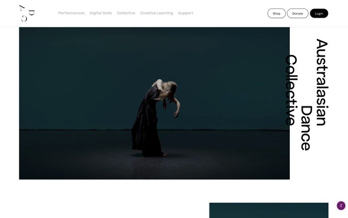 Screenshot of Australasian Dance Collective website