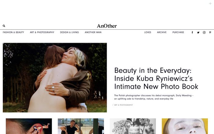 Screenshot of AnOther Magazine website