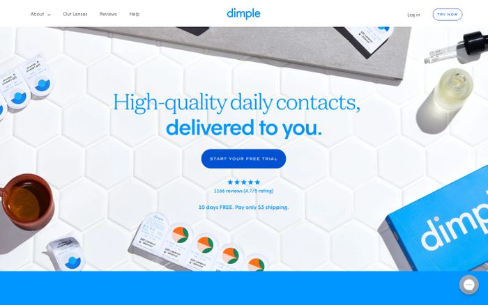 Screenshot of Dimple website