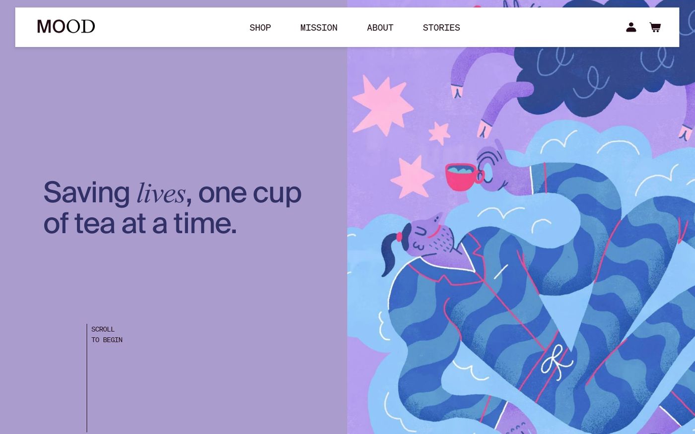 Screenshot of Mood Tea website