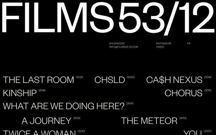 Screenshot of Films 53/12 website