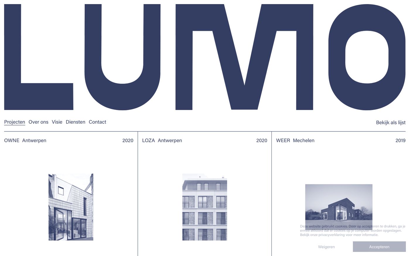 Screenshot of Lumo architecten website