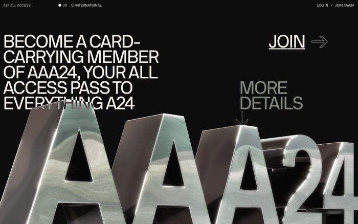 Screenshot of A24 All Access website