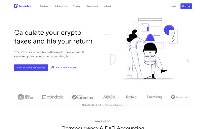 Screenshot of Crypto tax website