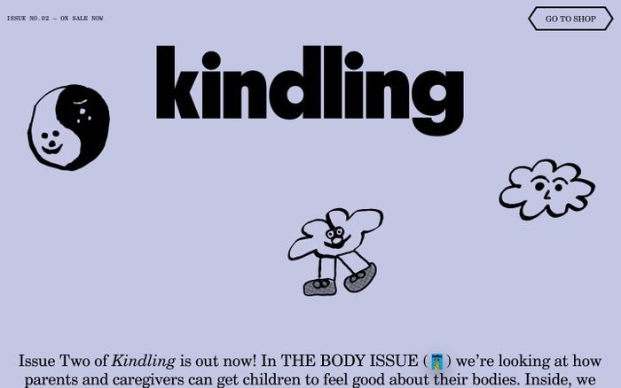 Screenshot of Kindling Mag website