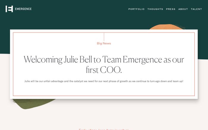 Screenshot of Emergence capital website