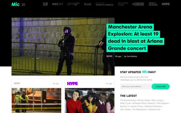 Screenshot of Mic website