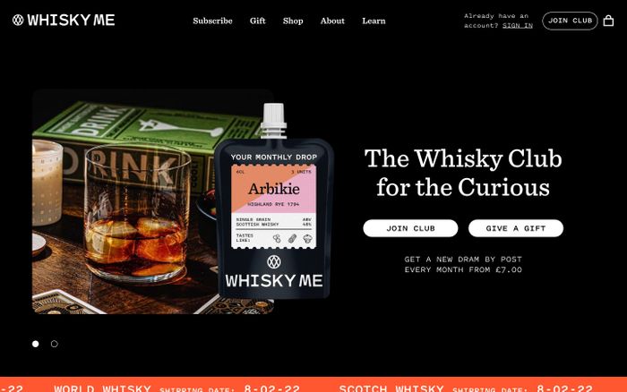 Screenshot of Whisky Me website