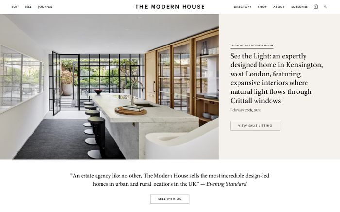 Screenshot of The Modern House website