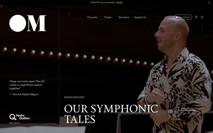 Screenshot of Orchestre Métropolitain website