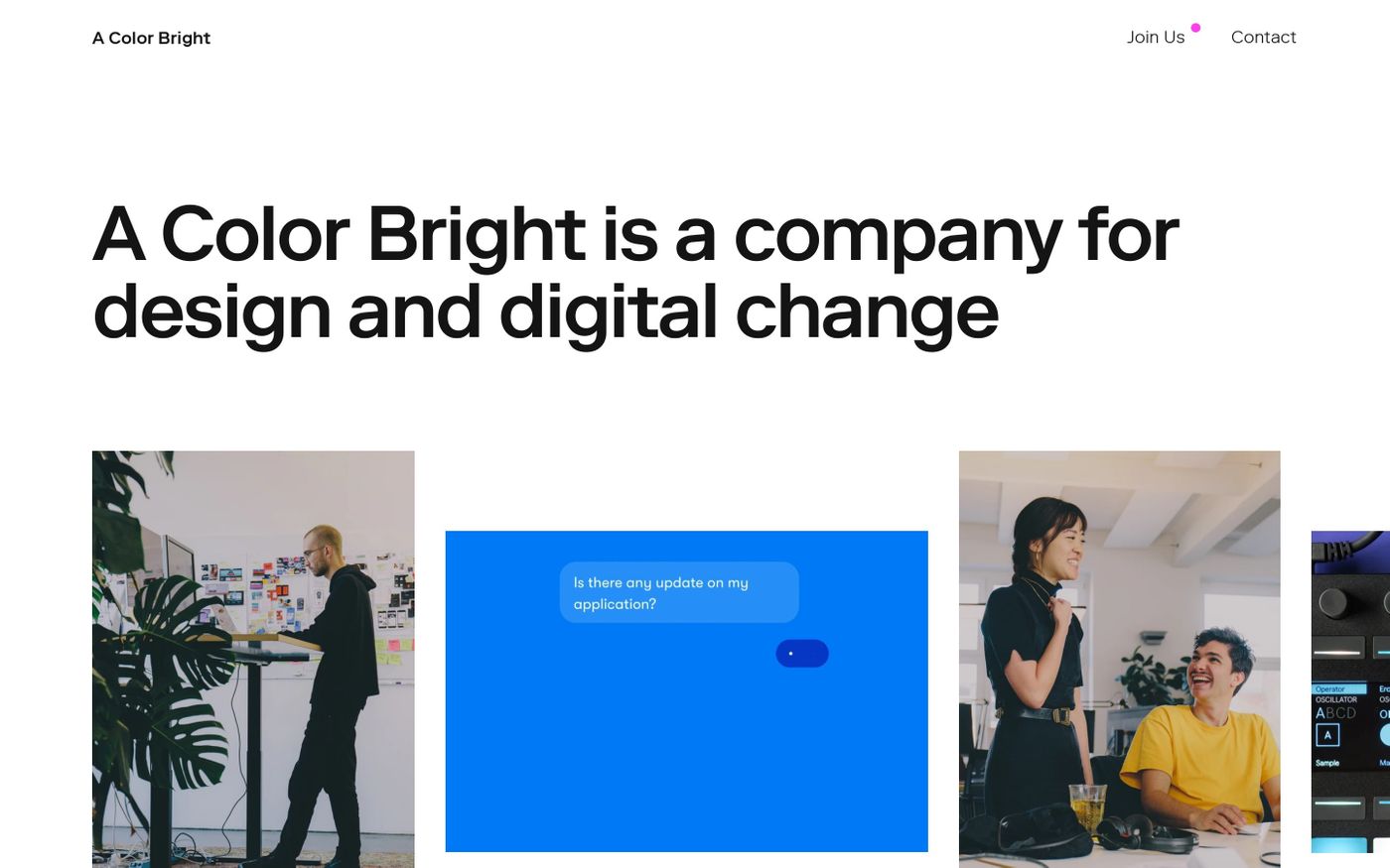 Screenshot of A Color Bright website