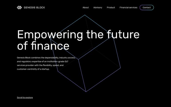 Screenshot of Genesis Block website
