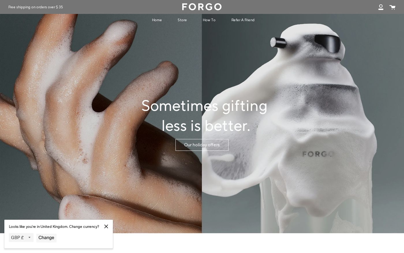 Screenshot of Forgo website