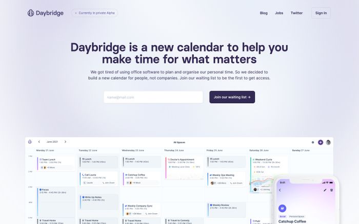 Screenshot of Daybridge website