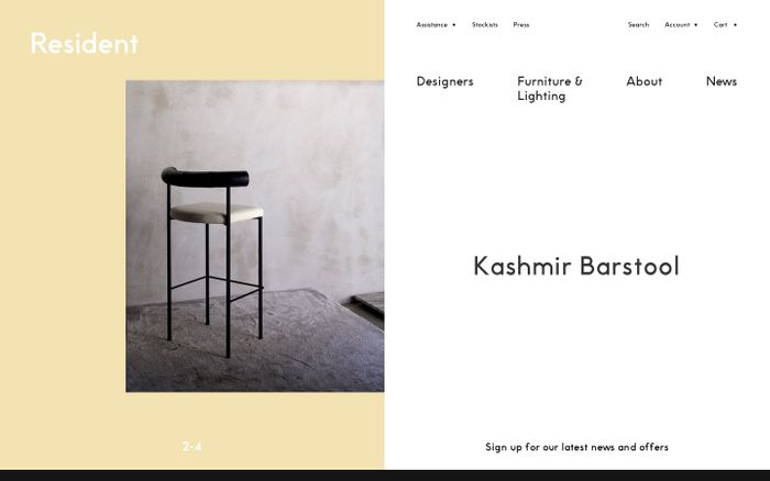 Screenshot of New Zealand Furniture & Lighting | Resident website
