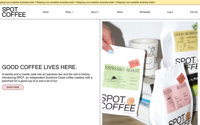 Screenshot of Spot coffee website