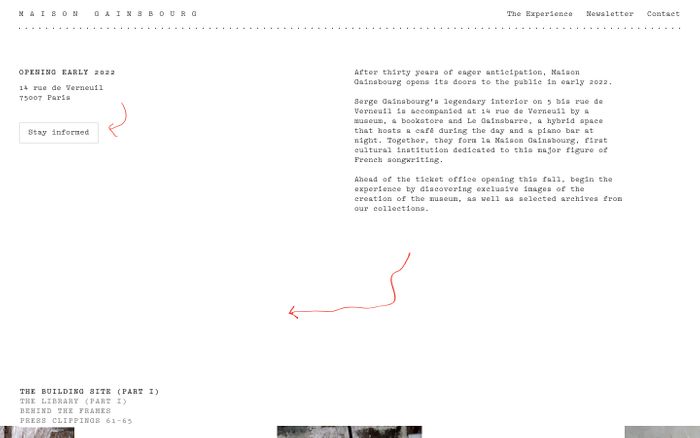 Screenshot of Maison Gainsbourg website