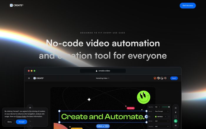 Screenshot of Create.video website