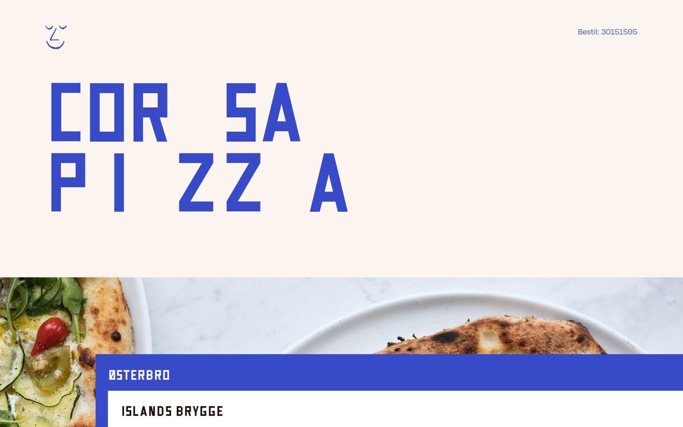 Screenshot of Corsa Pizza website