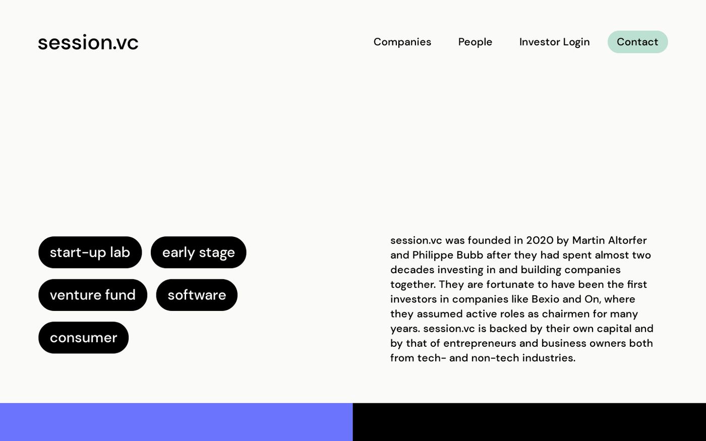 Screenshot of Session.vc website