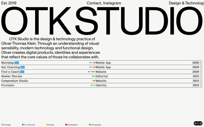 Screenshot of OTK Studio website