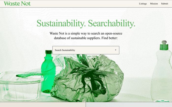 Screenshot of Waste Not website
