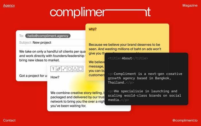 Screenshot of Compliment website