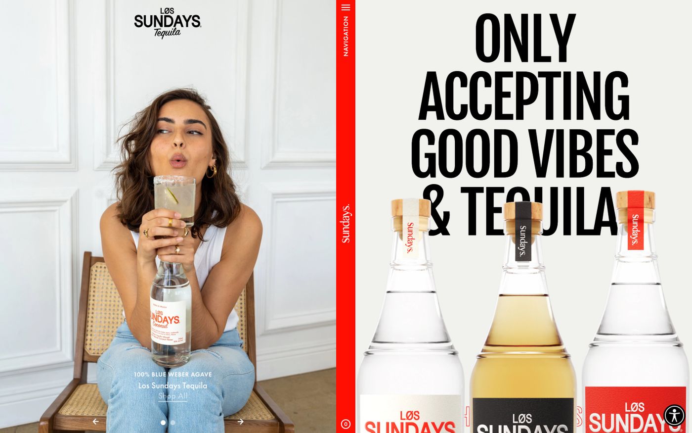Screenshot of Løs Sundays Tequila website
