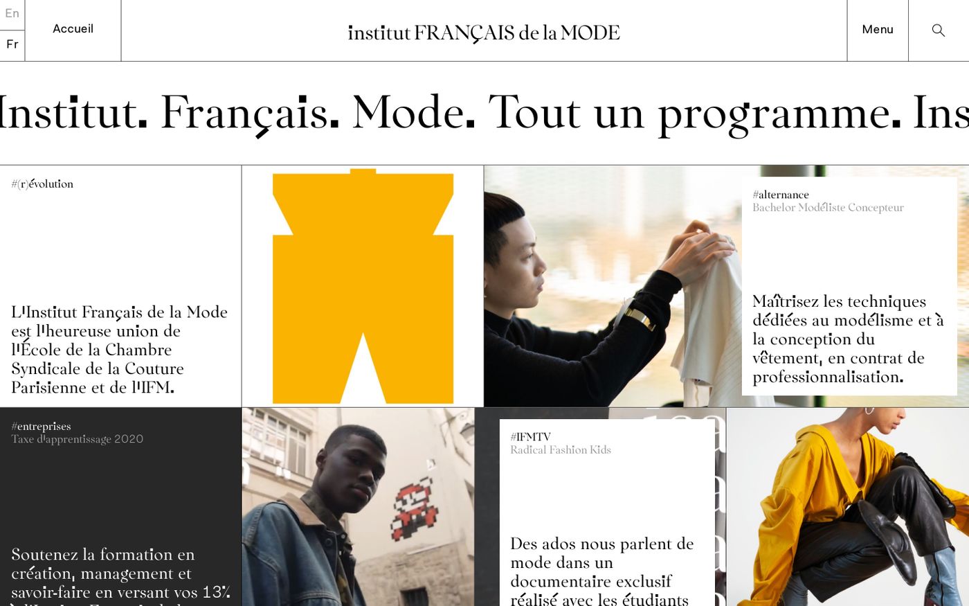 Screenshot of Institut Français de la Mode website