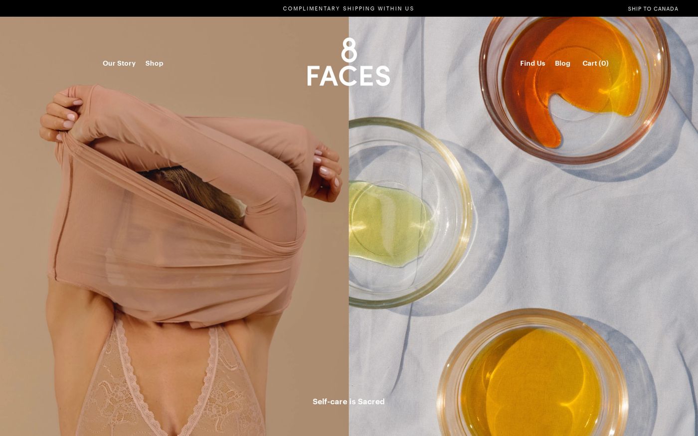 Screenshot of 8 Faces Beauty website