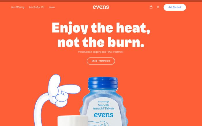 Screenshot of Evens website