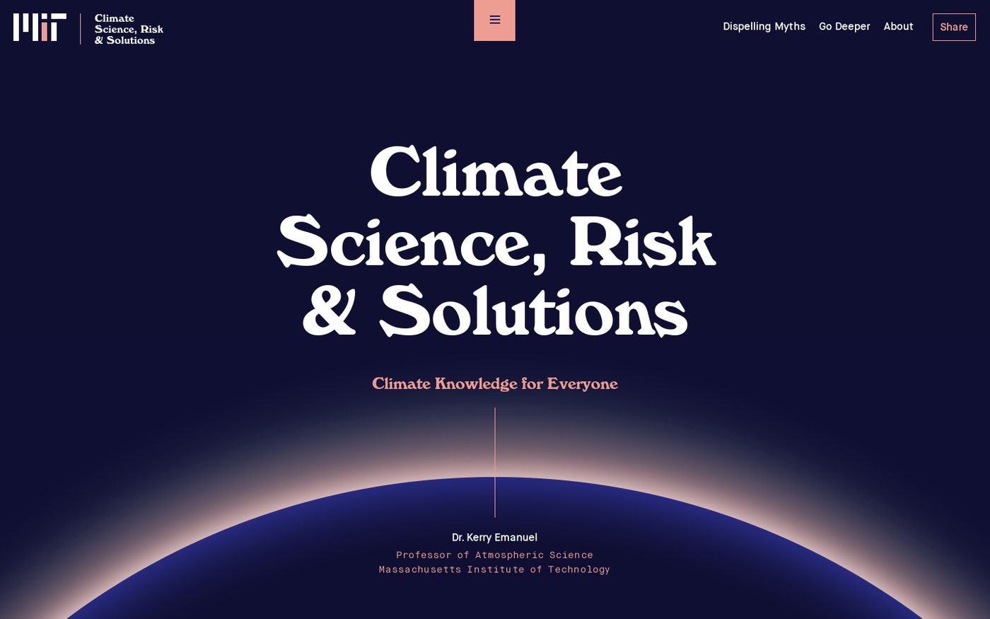 Screenshot of  Climate Science, Risk & Solutions website