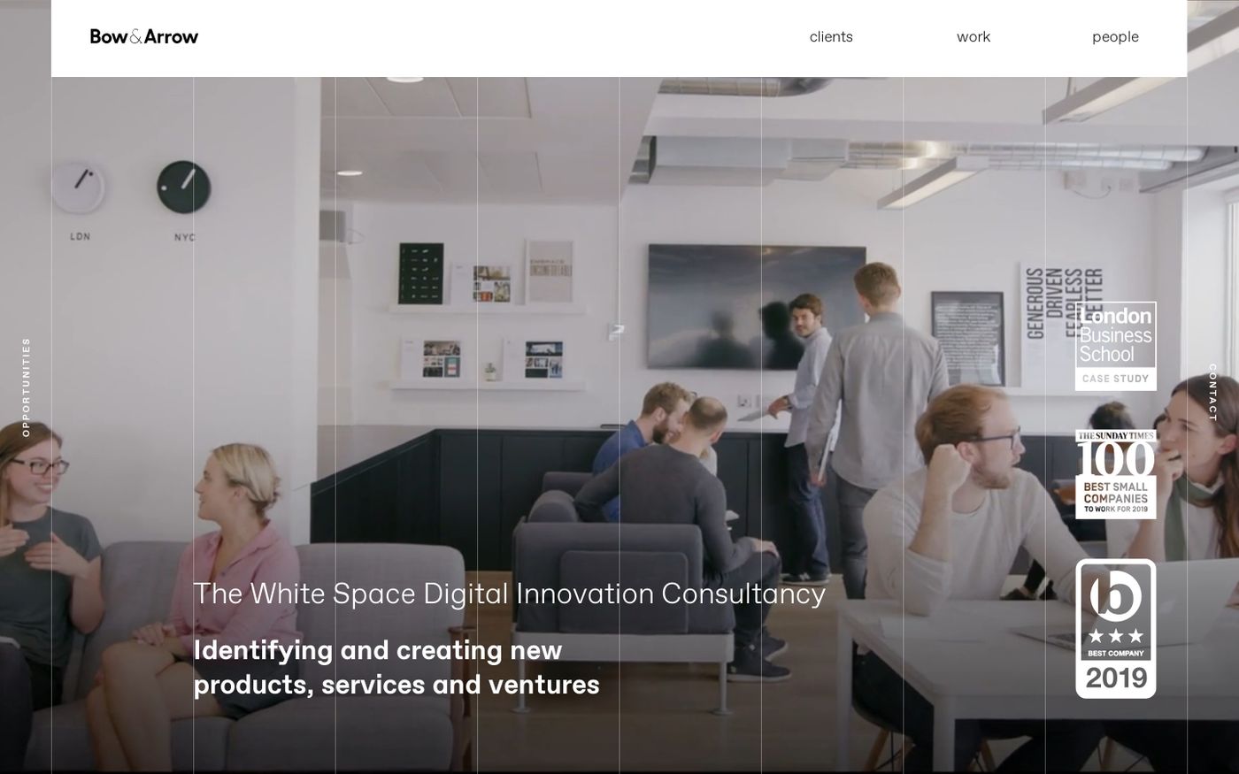 Screenshot of Bow & Arrow | The White Space Digital Innovation Consultancy website