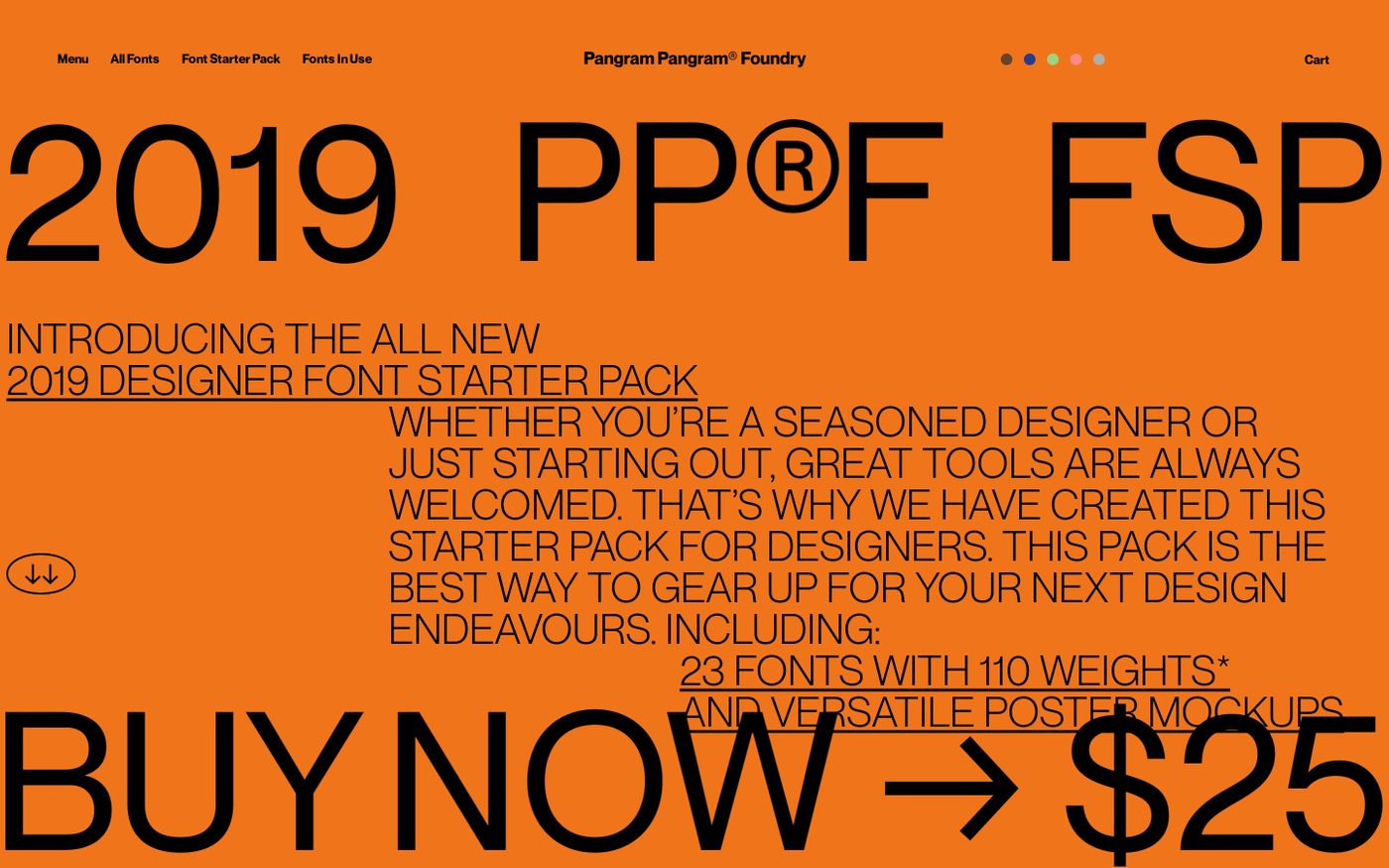 Screenshot of Pangram Pangram font starter pack website