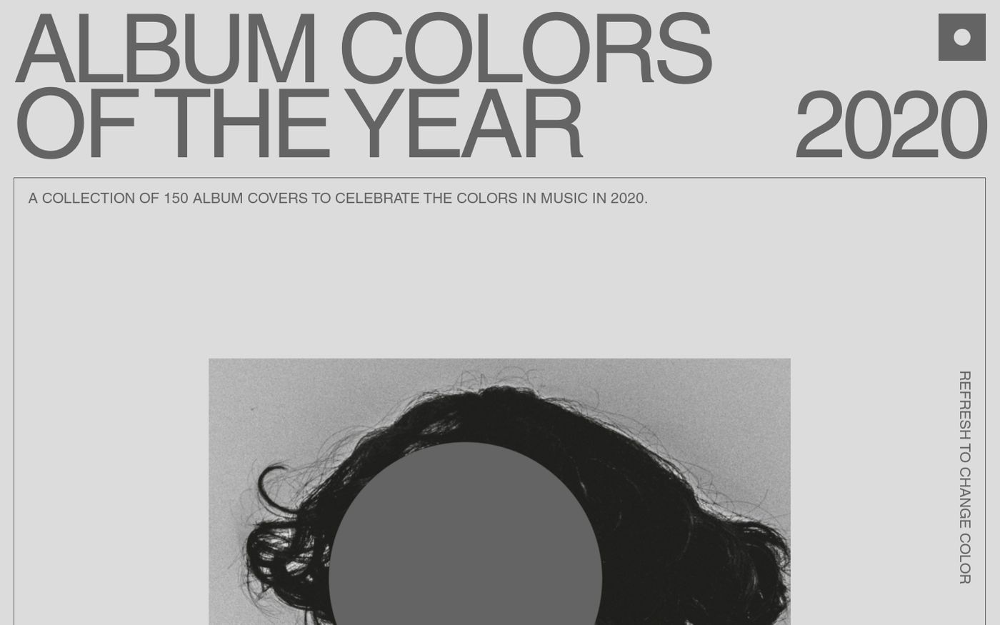 Screenshot of Album colors 2020 website