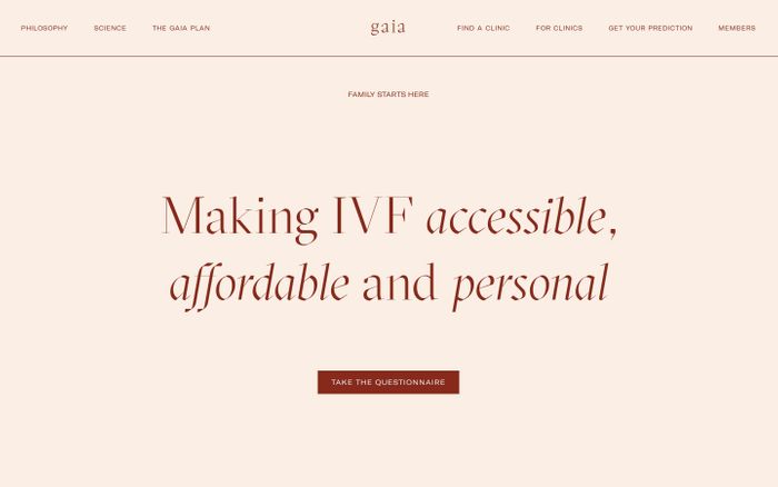 Screenshot of Gaia website