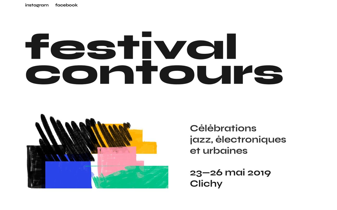 Screenshot of Festival Contours 2019 – 23-26 mai - Clichy website