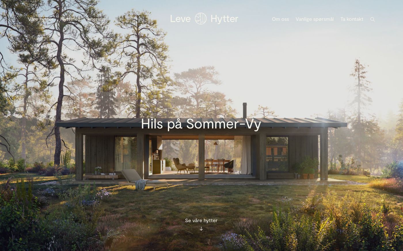 Screenshot of Leve Hytter website