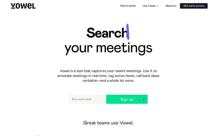 Screenshot of  Vowel website