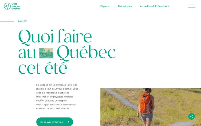 Screenshot of Quoi faire au  Québec cet été website